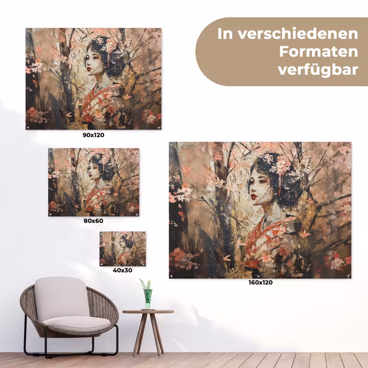 Kimono - Vrouw - kersenbomen tuinposter los doek klein -Xsfeer9_DE