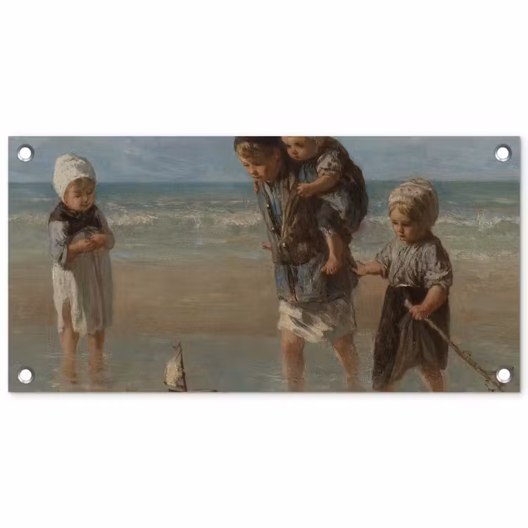 Kinderen der zee - Schilderij van Jozef Israëls tuinposter los doek klein -3d