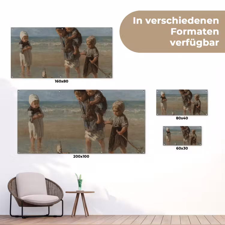 Kinderen der zee - Schilderij van Jozef Israëls tuinposter los doek klein -Xsfeer9_DE