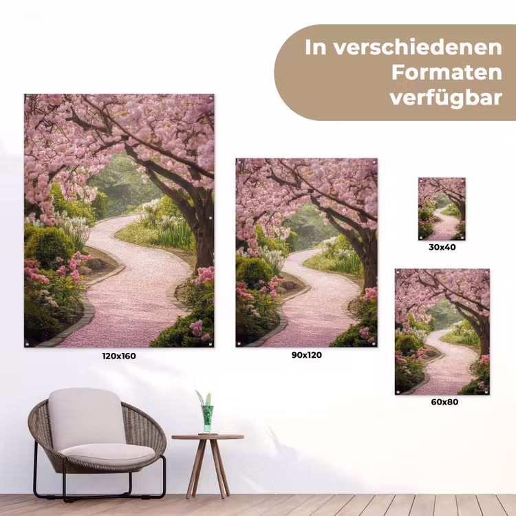Kersenbloesem - Natuur - Sakura - Pad - Japanse tuin tuinposter los doek klein -Xsfeer9_DE