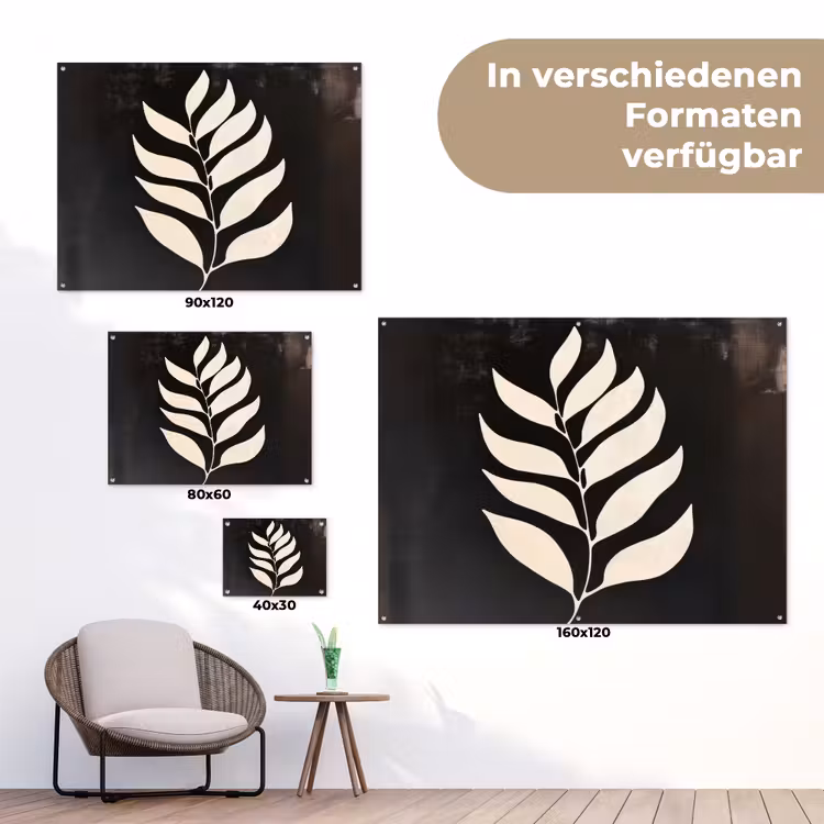 Blad - Wit - Minimalistisch tuinposter los doek klein -Xsfeer9_DE