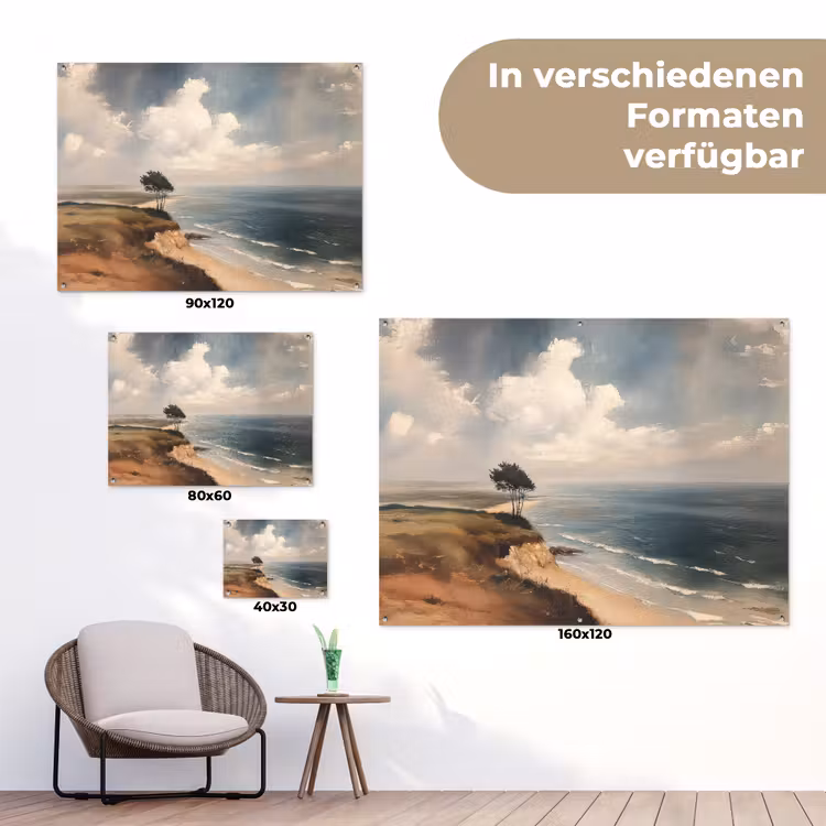 Klif - Zee - Boom tuinposter los doek klein -Xsfeer9_DE
