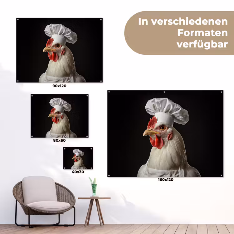 Kok - Rood - Kip tuinposter los doek klein -Xsfeer9_DE