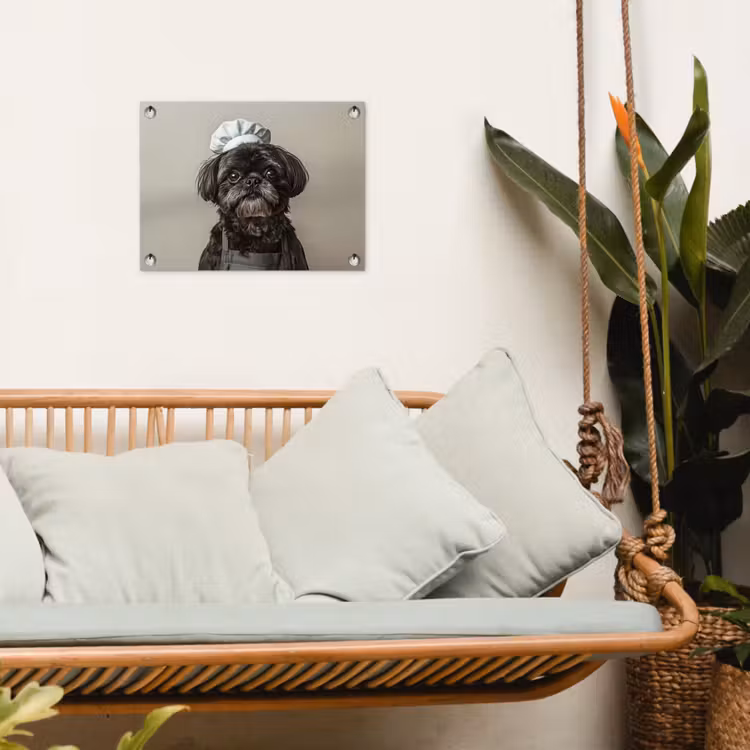 Kokskleding - Zwart - Hondje tuinposter los doek klein -sfeer7
