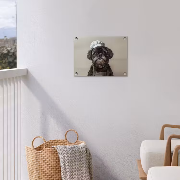 Kokskleding - Zwart - Hondje tuinposter los doek klein -sfeer8