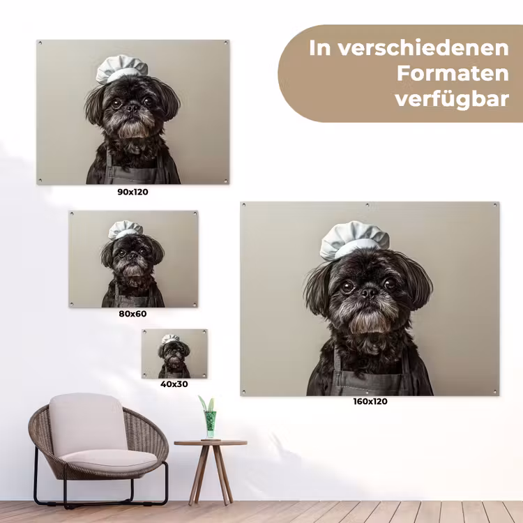 Kokskleding - Zwart - Hondje tuinposter los doek klein -Xsfeer9_DE