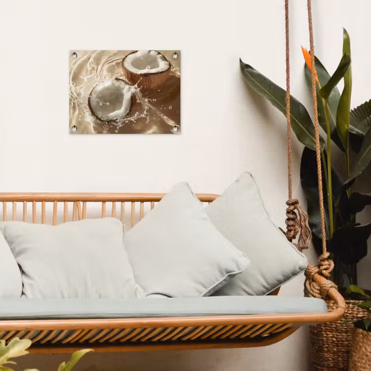 Kokosnoot - Water - Beige - Spetters tuinposter los doek klein -sfeer7