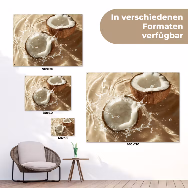 Kokosnoot - Water - Beige - Spetters tuinposter los doek klein -Xsfeer9_DE
