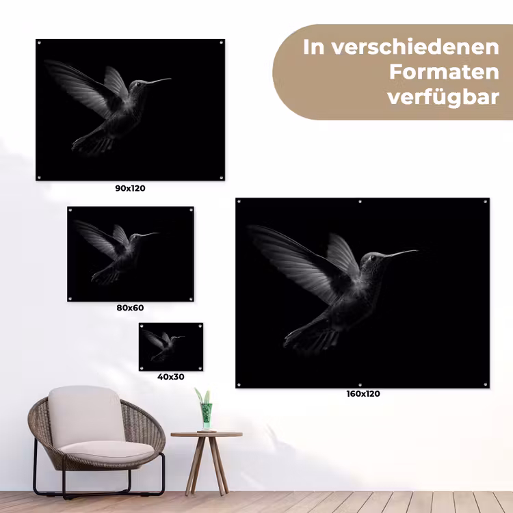 Kolibrie - Zwart - Dieren tuinposter los doek klein -Xsfeer9_DE