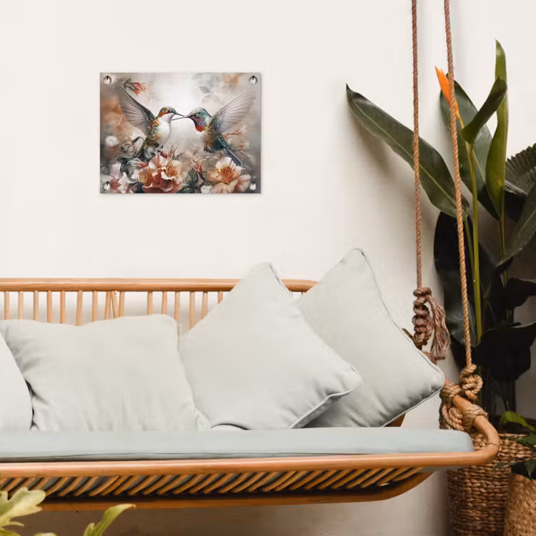 Kolibries en Bloemen tuinposter los doek klein -sfeer7