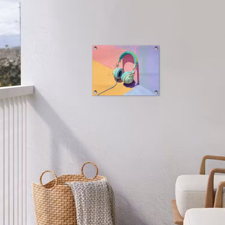 Koptelefoon - Mintgroen - Draad tuinposter los doek klein -sfeer8