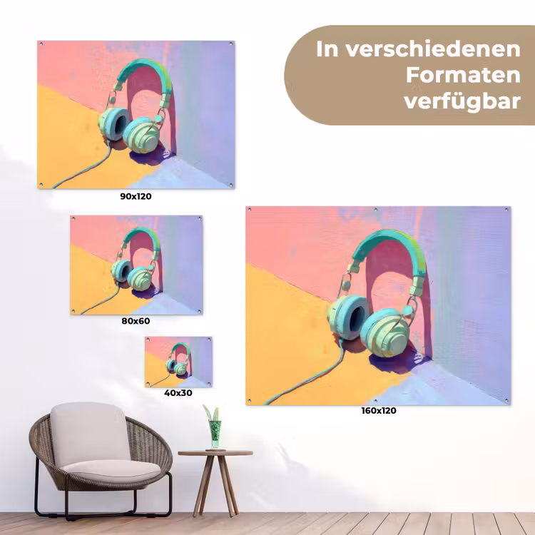 Koptelefoon - Mintgroen - Draad tuinposter los doek klein -Xsfeer9_DE