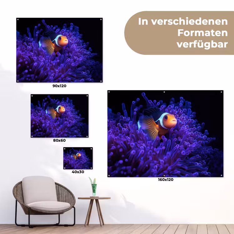 Koraal - Vis - Oranje - Zee tuinposter los doek klein -Xsfeer9_DE