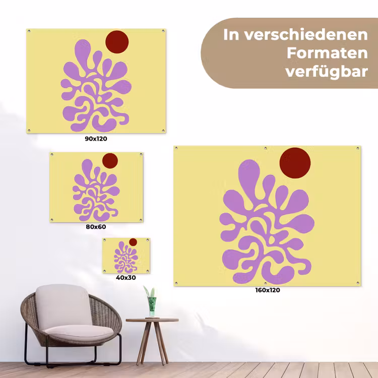 Koraal - Cirkel - Abstract - Geel tuinposter los doek klein -Xsfeer9_DE
