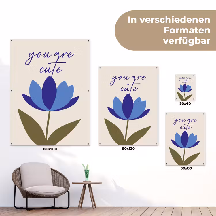 Korenbloem - Valentijn - Bloem - Blauw tuinposter los doek klein -Xsfeer9_DE