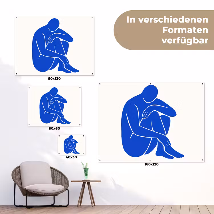 Lichaam - Abstract - Blauw tuinposter los doek klein -Xsfeer9_DE