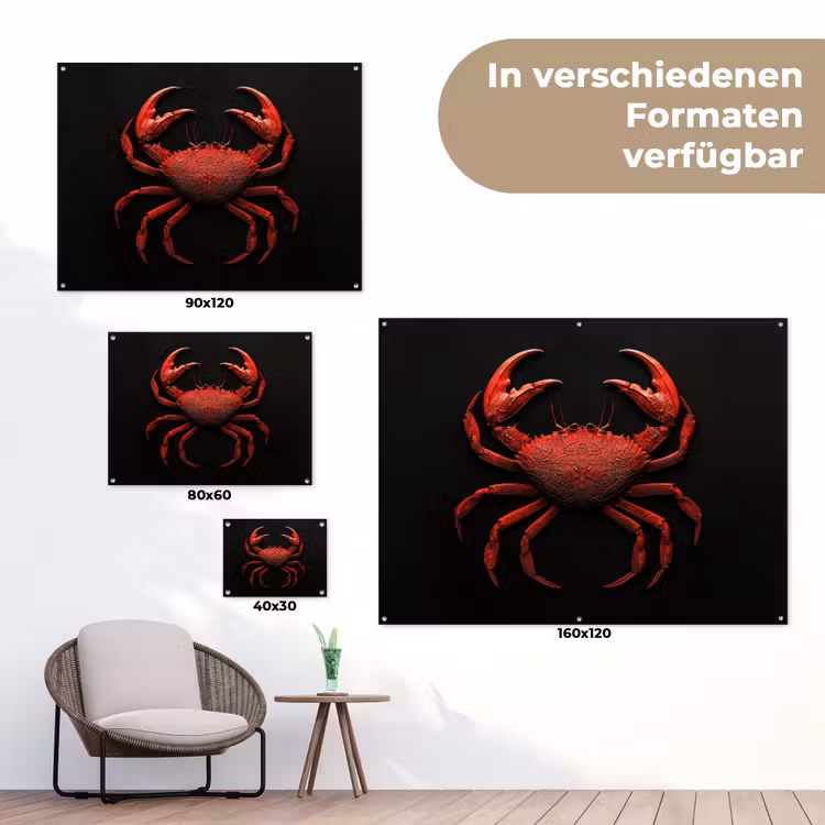 Krab - Rood - Vissen - Schaaldieren tuinposter los doek klein -Xsfeer9_DE