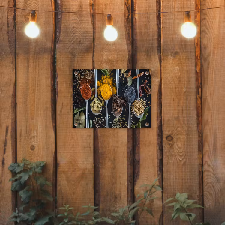 Kruiden - Lepel - Specerijen - Zwart - Keuken tuinposter los doek klein -sfeer1