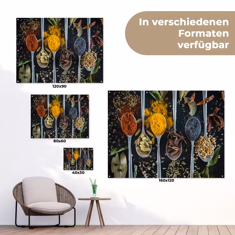 Kruiden - Lepel - Specerijen - Zwart - Keuken tuinposter los doek klein -Xsfeer9_DE