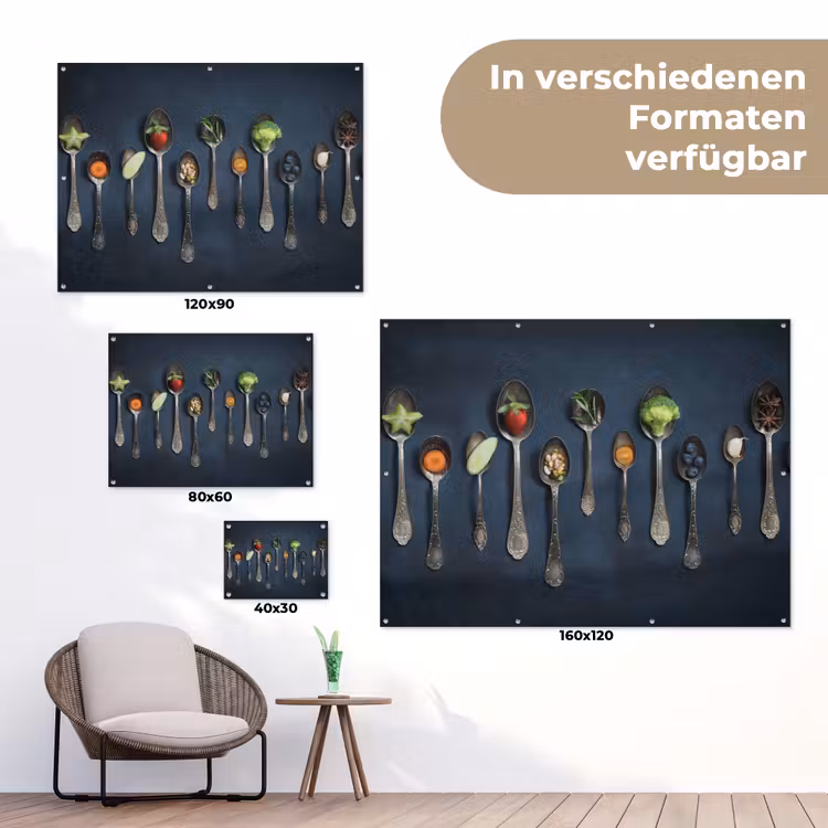 Kruiden - Lepel - Zilver - Specerijen - Industrieel tuinposter los doek klein -Xsfeer9_DE