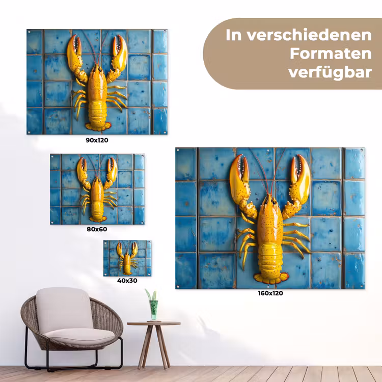 Kreeft - Geel - Blauw - Tegels tuinposter los doek klein -Xsfeer9_DE