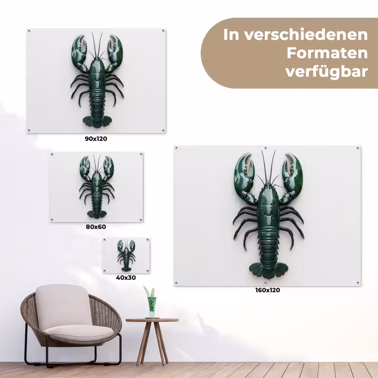 Kreeft - Glossier - Groen - Wit tuinposter los doek klein -Xsfeer9_DE