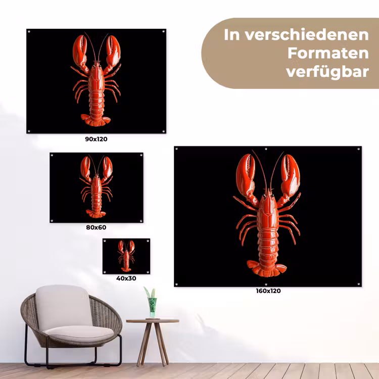 Kreeft - Glossier Rood - Zwart tuinposter los doek klein -Xsfeer9_DE