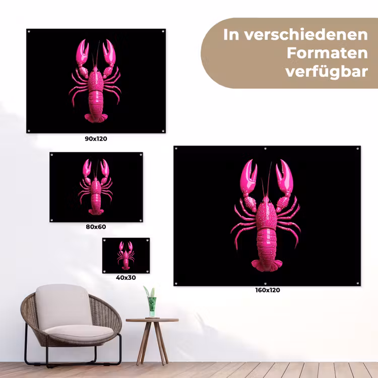 Kreeft - Felroze - Stippen - Opvallend tuinposter los doek klein -Xsfeer9_DE