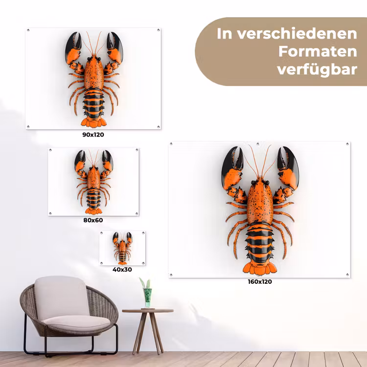 Kreeft - Zwart - Oranje - Wit - Uniek tuinposter los doek klein -Xsfeer9_DE