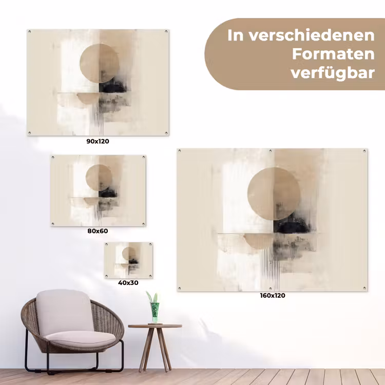 Cirkel - Compositie - Diepte - Beige tuinposter los doek klein -Xsfeer9_DE