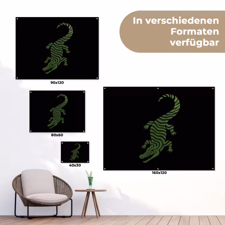 Krokodil - Groen - Tijgerachtig - Strepen tuinposter los doek klein -Xsfeer9_DE
