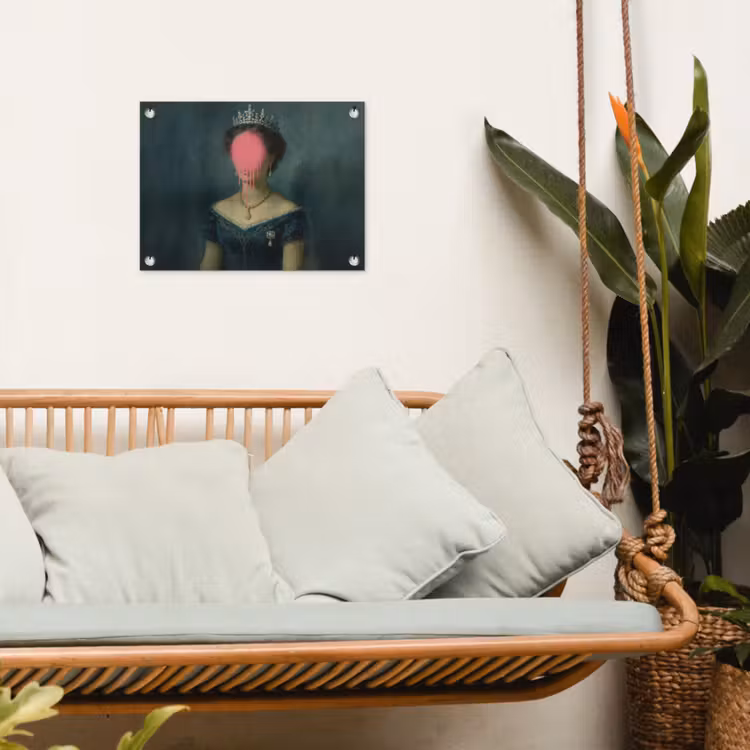 Kroon - Roze druipend verf - Portret tuinposter los doek klein -sfeer7