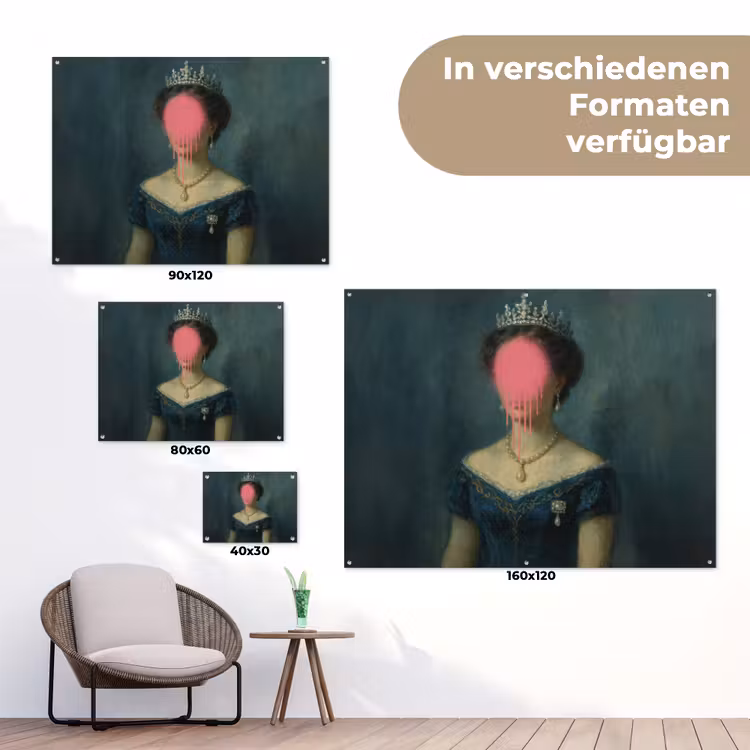 Kroon - Roze druipend verf - Portret tuinposter los doek klein -Xsfeer9_DE