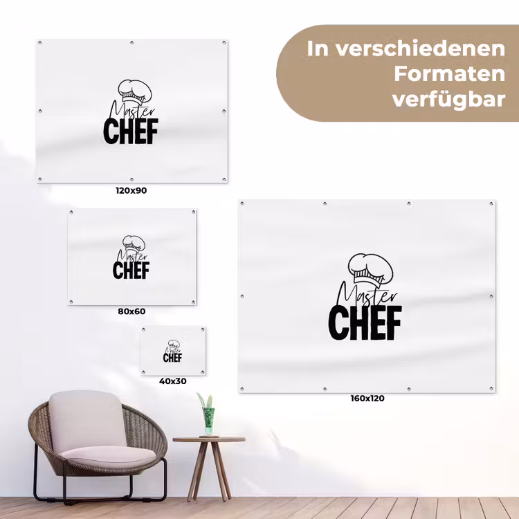 Keuken - Koken - Bakken - Chef - Master Chef - Kok - Tekst tuinposter los doek klein -Xsfeer9_DE