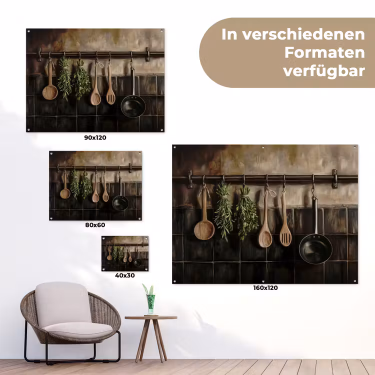 Keukengerei - Rustiek - Tegels - Kruiden tuinposter los doek klein -Xsfeer9_DE