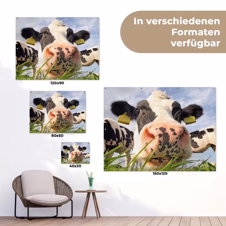 Koe - Boerderij - Gras - Dieren tuinposter los doek klein -Xsfeer9_DE