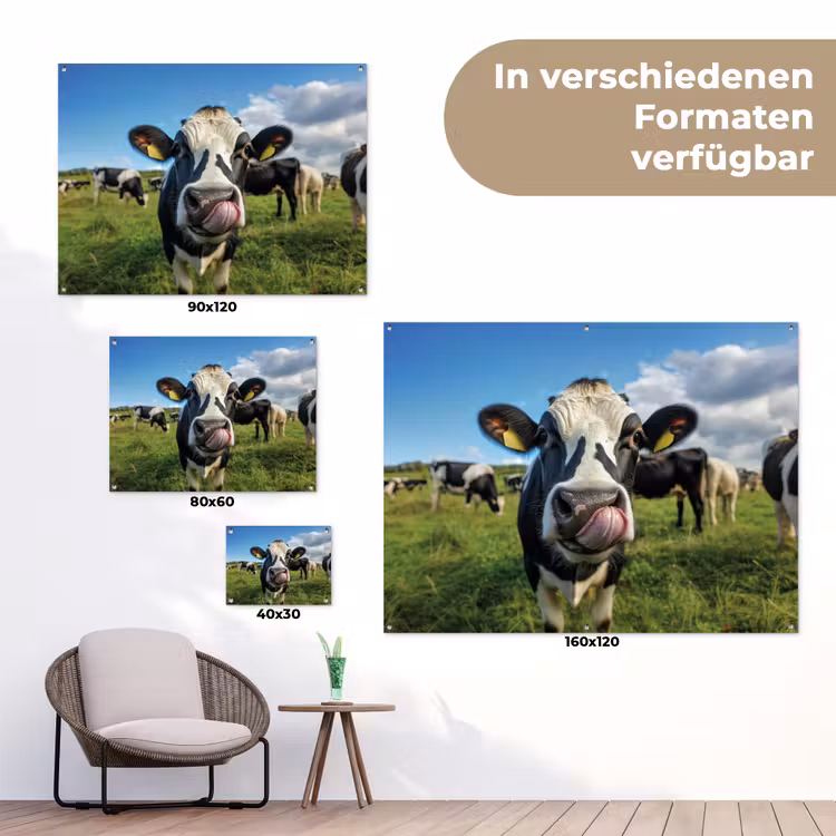 Koe - Tong - Weide tuinposter los doek klein -Xsfeer9_DE