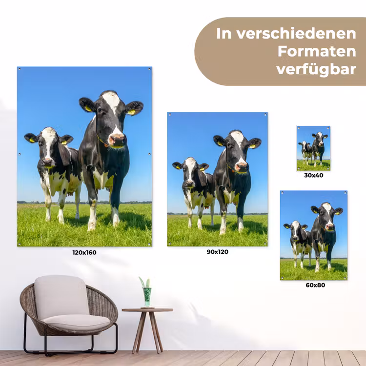 Koeien op een zonnige dag in de wei tuinposter los doek klein -Xsfeer9_DE