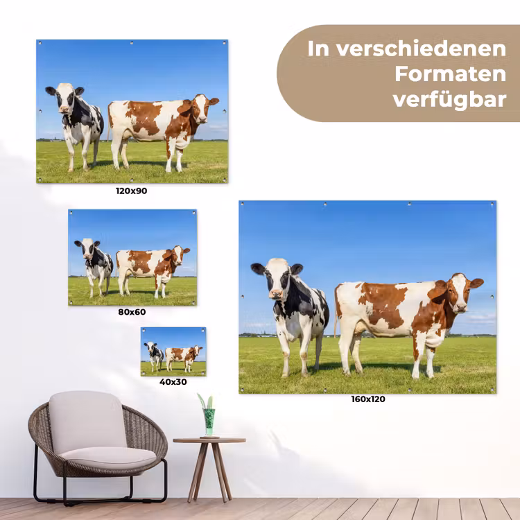 Koeien - Boerderij - Gras- Natuur - Dieren tuinposter los doek klein -Xsfeer9_DE