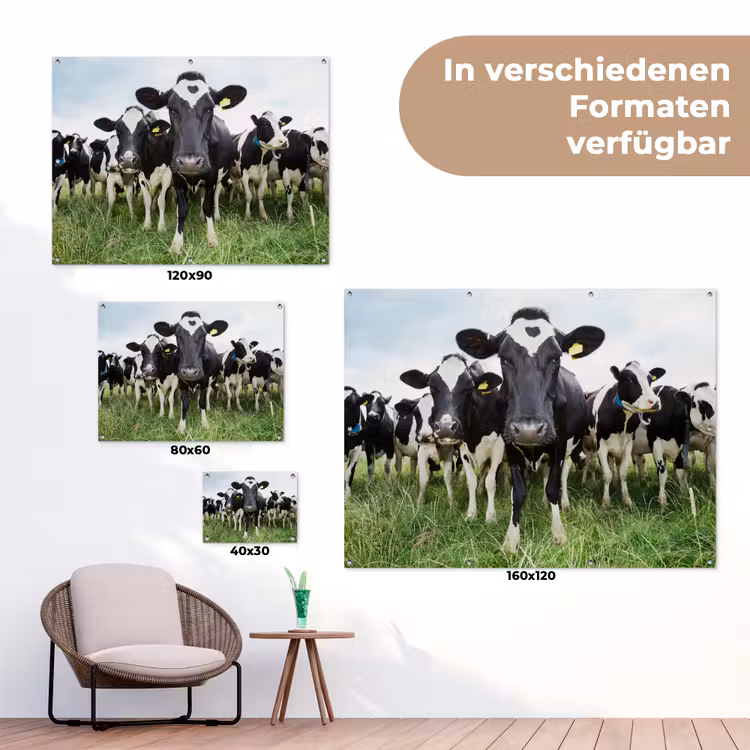 Koeien - Gras - Lente - Dieren - Weiland - Boerderij tuinposter los doek klein -Xsfeer9_DE