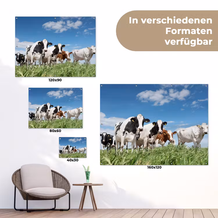 Koeien - Platteland - Weiland - Natuur - Dieren tuinposter los doek klein -Xsfeer9_DE