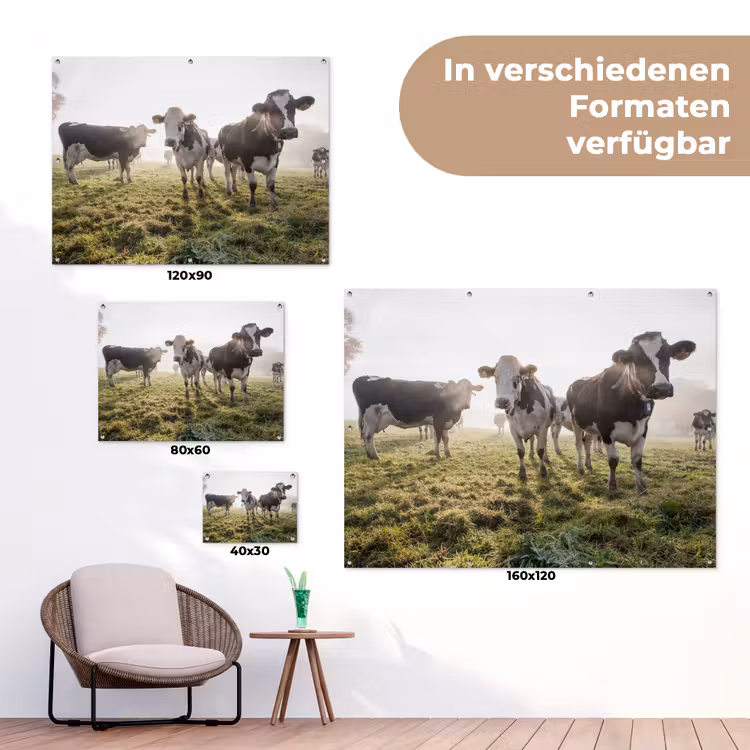 Koeien - Licht - Gras - Dieren tuinposter los doek klein -Xsfeer9_DE