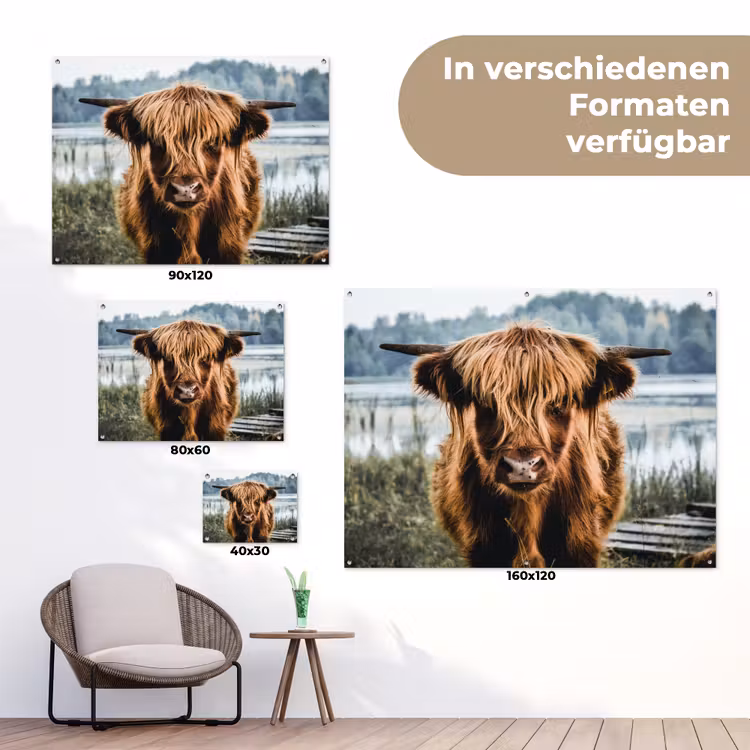 Koeien - Schotse hooglander - Bruin - Natuur tuinposter los doek klein -Xsfeer9_DE
