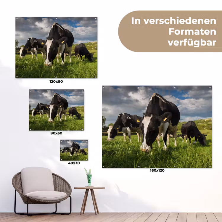 Koeien - Dieren - Gras - Weiland - Boerderij tuinposter los doek klein -Xsfeer9_DE