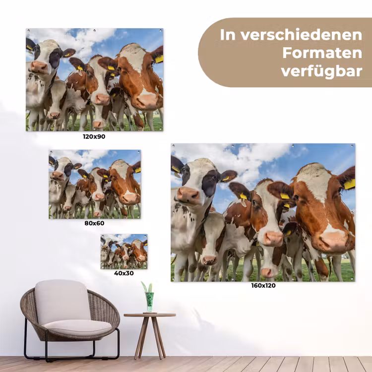 Koeien - Dieren - Weiland - Natuur tuinposter los doek klein -Xsfeer9_DE