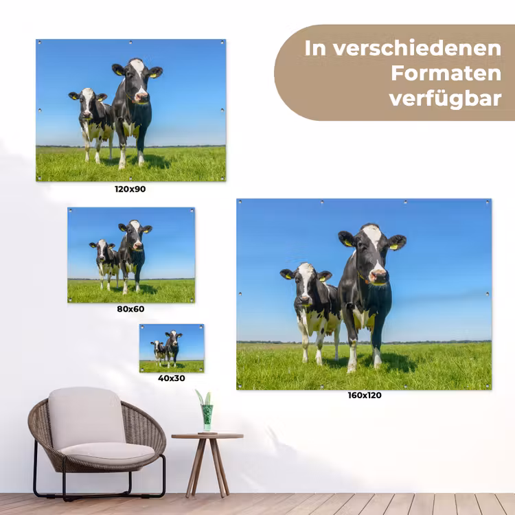Koeien - Weiland - Gras - Dieren - Boerderij tuinposter los doek klein -Xsfeer9_DE