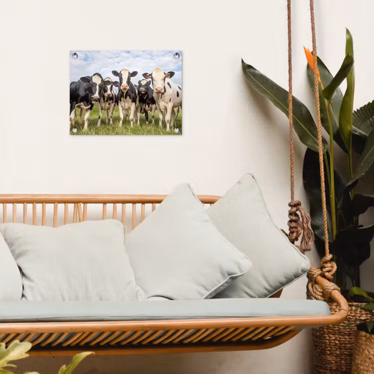 Koeien - Weiland - Dieren - Natuur - Gras tuinposter los doek klein -sfeer7