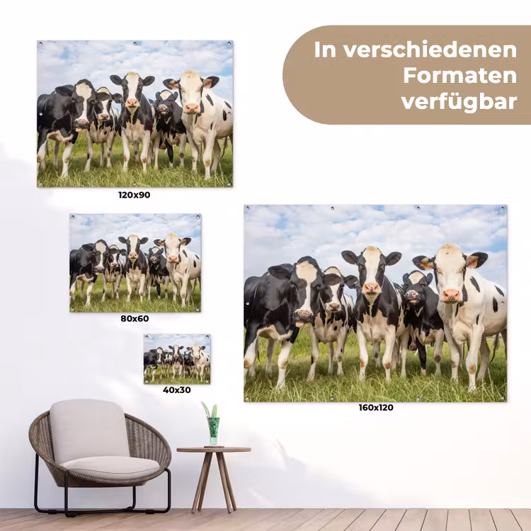 Koeien - Weiland - Dieren - Natuur - Gras tuinposter los doek klein -Xsfeer9_DE