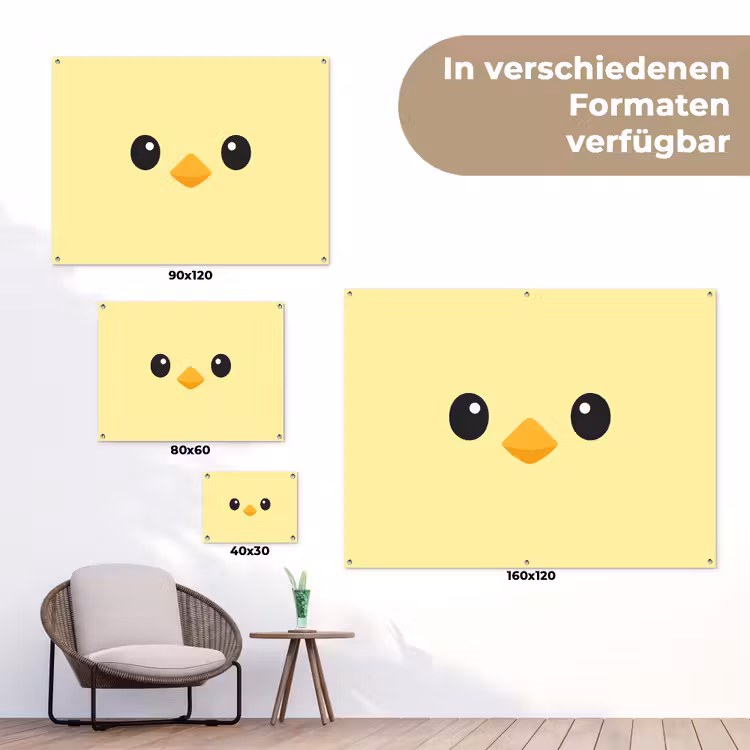 Kuiken - Vrolijk - Geel - Minimalistisch tuinposter los doek klein -Xsfeer9_DE