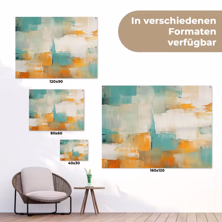 Kunst - Abstract - Blauw - Wit tuinposter los doek klein -Xsfeer9_DE